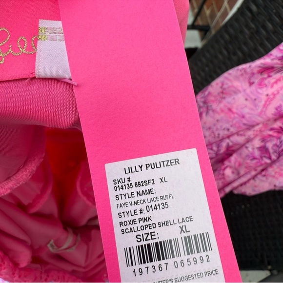 NWT Lilly Pulitzer Faye V-Neck Lace Ruffle Dress Size XL - Picture 5 of 12